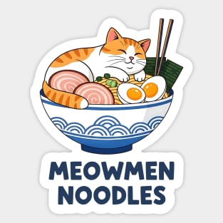 Meowmen Noodles – Happy Cat Ramen Bowl Foodie Art Sticker